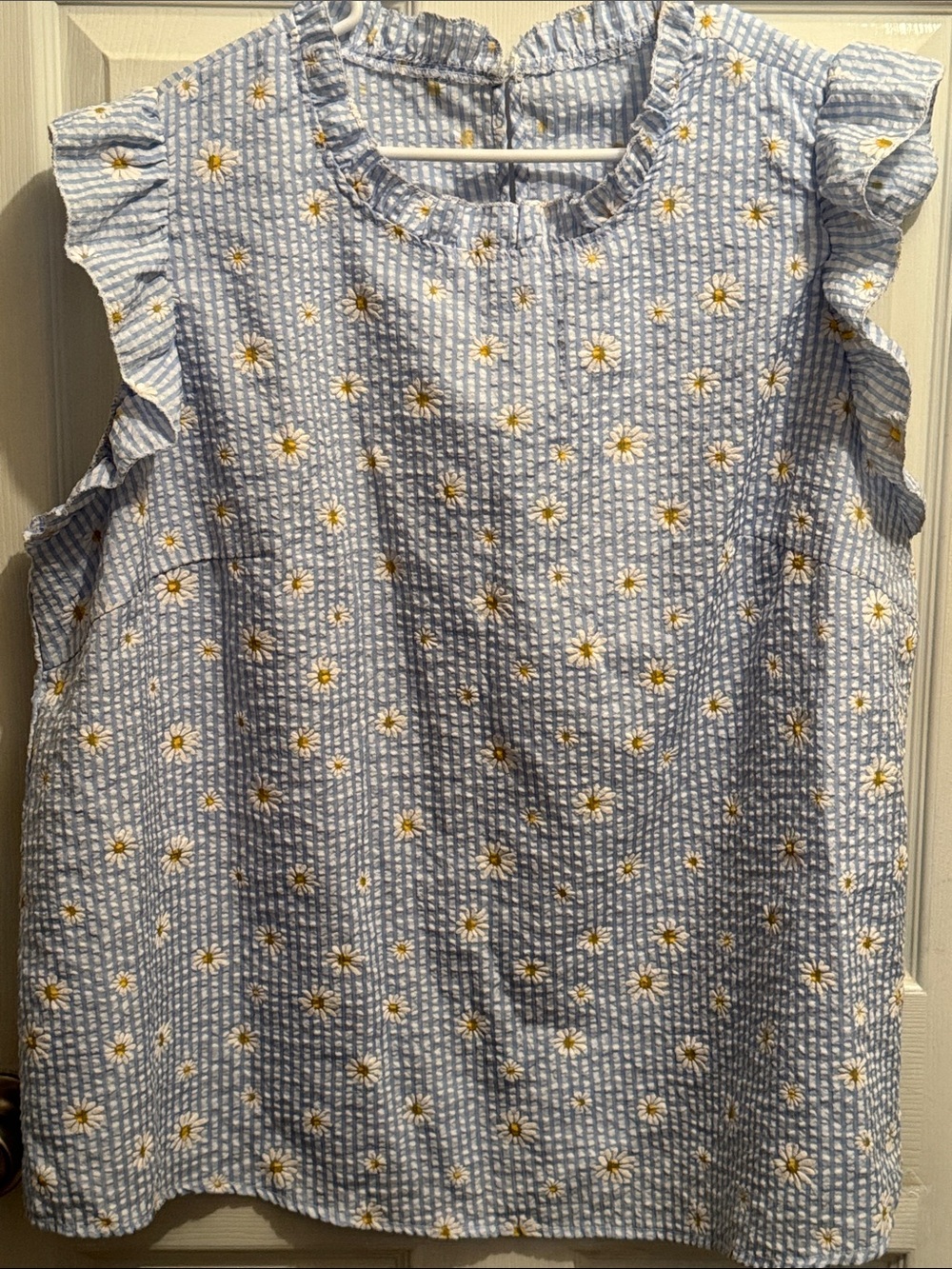 SHEIN 2pc Bundle Light Blue Blouses 4XL Fits 2XL Swiss Dot Daisy Gingham